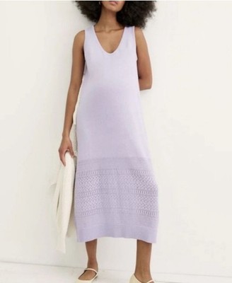 Hatch Maternity Purple Linen blend Marley Knit Midi Dress size Small 0  Easter
