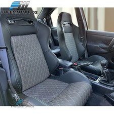 Adjustable Universal Racing Seat B Type Bk Shinny Mesh Fabric Pu Dual Slider X2