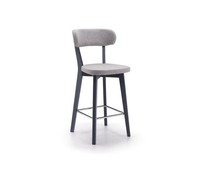 Barhocker Mit Grauem Stoffbezug Und Schwarzem Metallgestell