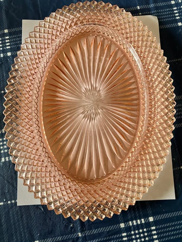 Vintage Anchor Hocking Miss America Pink Depression Glass Oval Serving Plate