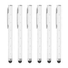 6 Pcs Bling Crystal Stylus Pens for Touch Screens, White