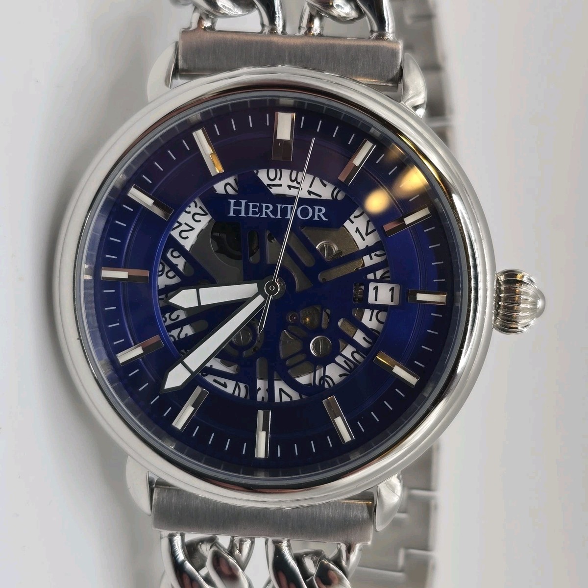 NWT Heritor Emmanuel Automatic Blue Dial Men\'s Watch Heritor Automatic Lucius Bracelet Watch W/Date - Silver/Blue  main image 3