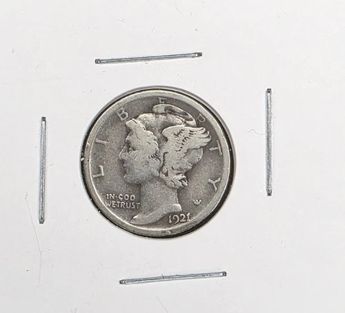 1921 Mercury Dime Key Date Silver 10C (Philadelphia) Vintage 90% Coin VG/F