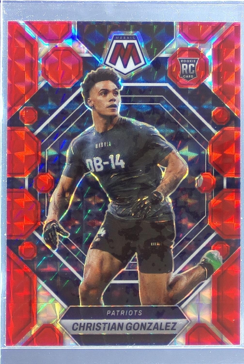 2023 Mosaic Christian Gonzalez Red Mosaic RC #300 Patriots