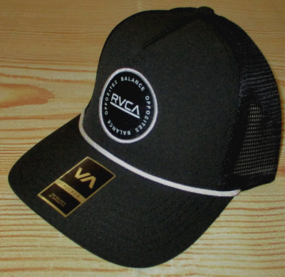 MENS RVCA BLACK SNAPBACK ADJUSTABLE TRUCKER HAT CAP ONE SIZE
