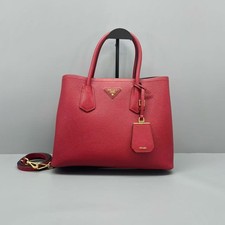 Prada Red Saffiano Galleria Tote Bag Detachable Crossbody Strap Gold Logo