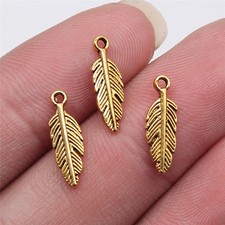 80PCS Antique Gold Tone Metal Angel WINGS, Feather 2 Sided Charm GGG22