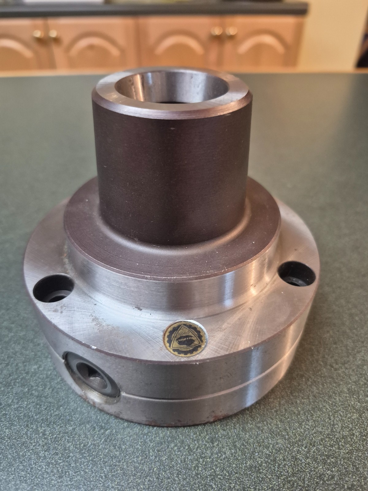 BISON 3911-5'' 5C LATHE COLLET CHUCK, SPINDLE NOSE, Threaded Mounting Plate