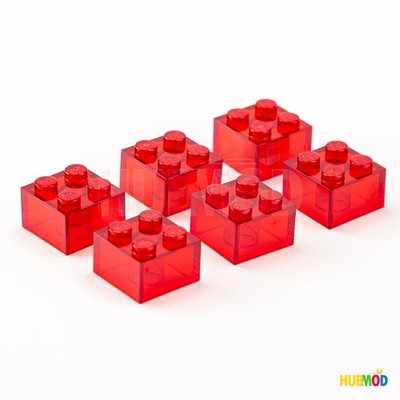 Lot of 6 LEGO Transparent Red 2x2 6223 3003 Building Bricks Blocks Parts Trans