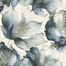 Floral Wallpaper Metallic Gold Blue Flowers World of Wallpaper Elysian AF0033