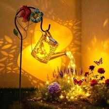 Solar Watering Can Light Fairy Garden Outdoor Kettle Fairy Yard Christmas decor⭐