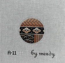 Asian Round Ornament 2.75" A-11 By Mindy 18ct Handpainted Needlepoint Canvas