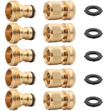 Garden Water Hose Quick Connectors 3/4 Inches Brass Easy Connect Hose Adapter...