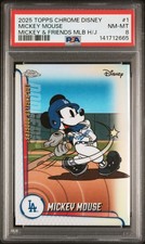2025 TOPPS CHROME DISNEY MICKEY & FRIENDS MLB HOME JSY #1 MICKEY MOUSE PSA 8
