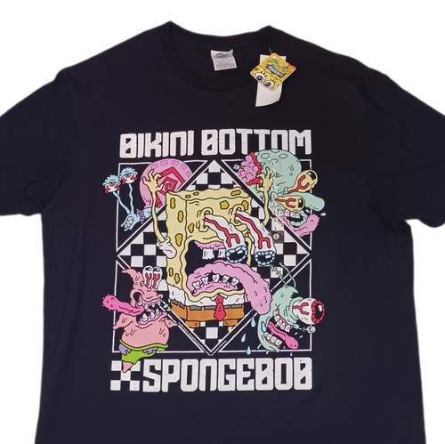 SpongeBob SquarePants Bikini Bottom Mens Large T Shirt Black Short Sleeve