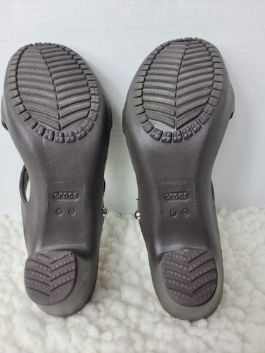 Crocs Cyprus IV Heels Sandals WOMENS Size 9 Espresso Mushroom - Picture 8 of 8