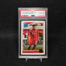 Panini Donruss 2018 Alphonso Davies Rookie Soccer Card PSA10 Bayern Canada. rookie card picture