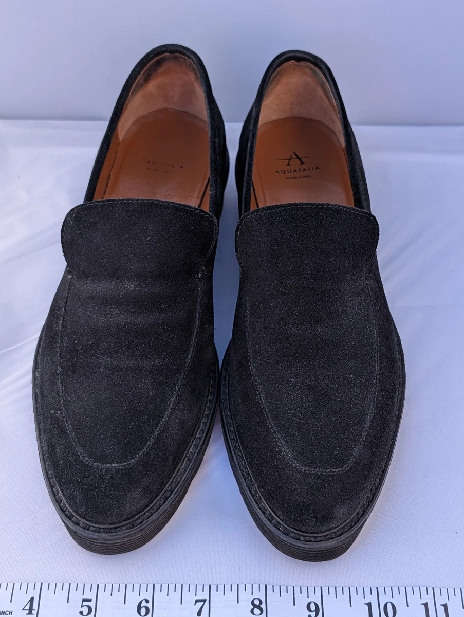 Aquatalia Black Suede Lug Sole Loafers Size 9.5 EUC Aquatalia Loafer Women main image 2