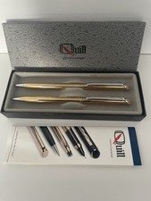 Vintage Quill Pen & Mechanical Pencil Set Gold Silver.