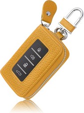 Key Fob Case for Replacing Old Key Fob Cover, Genuine Leather Car Key Yellow