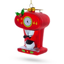 Vintage Red Espresso Machine Blown Glass Ornament