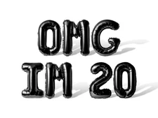 OMG IM 20 Letter Balloon Banner - DIY 20th Birthday Party Supply Decorations