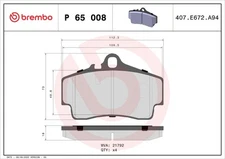 Brembo P 65 008 brake pad set, disc brake for Porsche