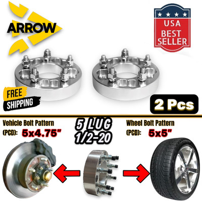 2pcs Wheel Adapter 1.5'' Thick 5x4.75 to 5x5'' 1/2-20 Studs Fit: Chevrolet Blazer