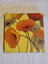 Pumpkin Poppies I Box Frame Wall Art Print On Canvas Shirley Novak 11.5 x 11.5