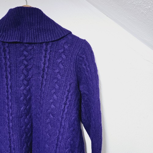 Ralph Lauren Women Size Large Purple Plaid Buckle Latch Knit Lambswool Cardigan - Picture 13 of 24