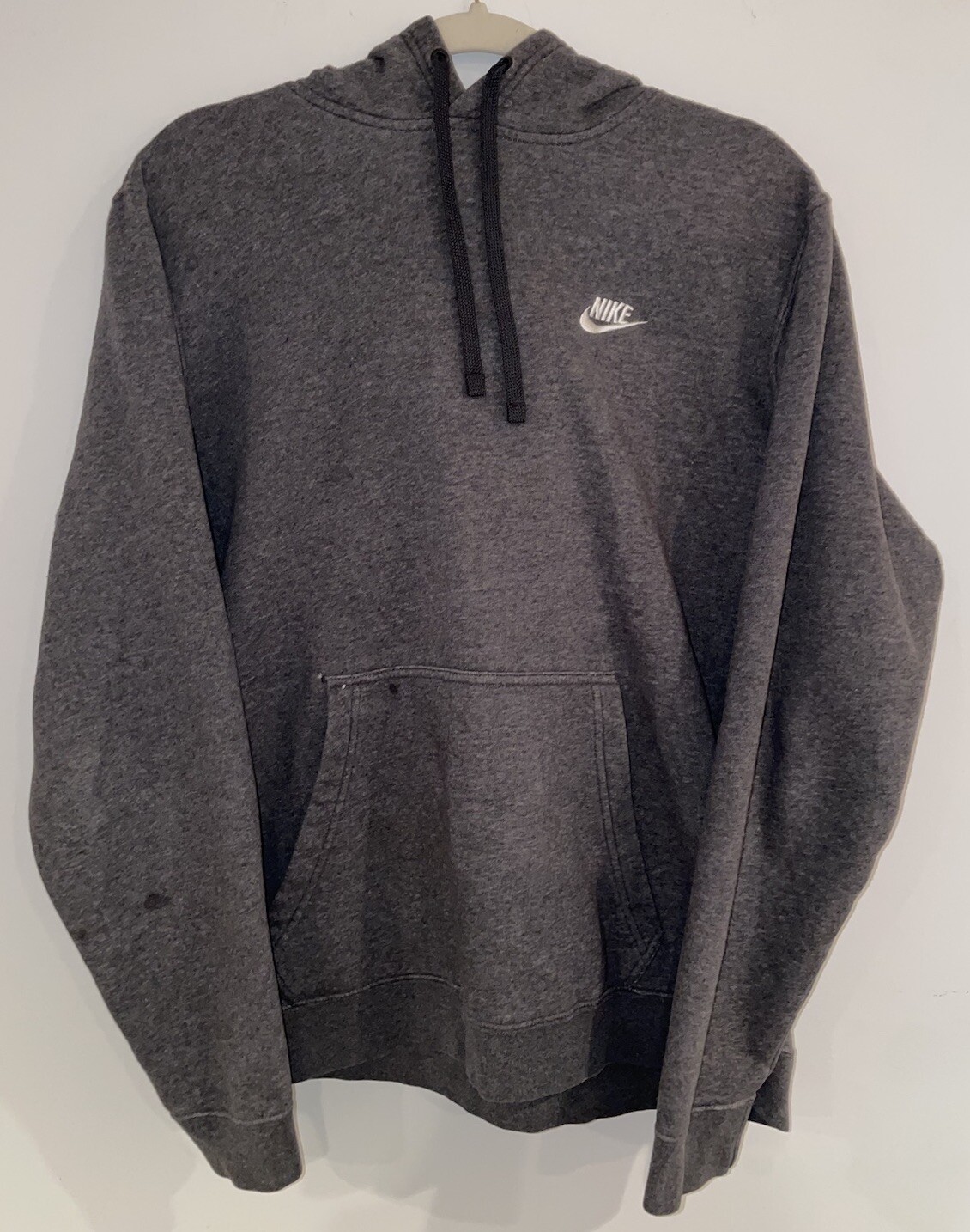 Nike Mens L Gray Hooded Sweatshirt w/ Drawstring Embroidered Logo