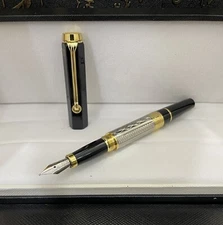 High Grade Shakespere Series Silver Grid - Gold Clip Medium nib Fountain Pen