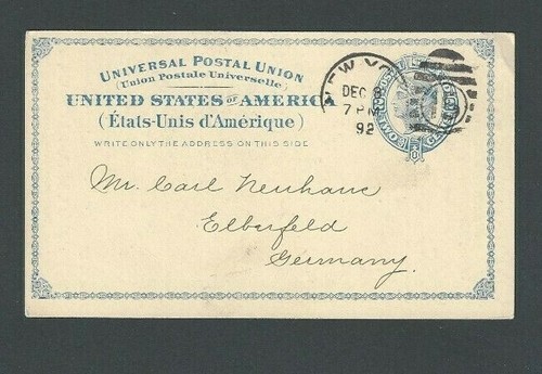 1895 POSTAL CARD UX6 USED TO GERMANY W/RECEIVER ON FRONT - 第 1/1 張圖片