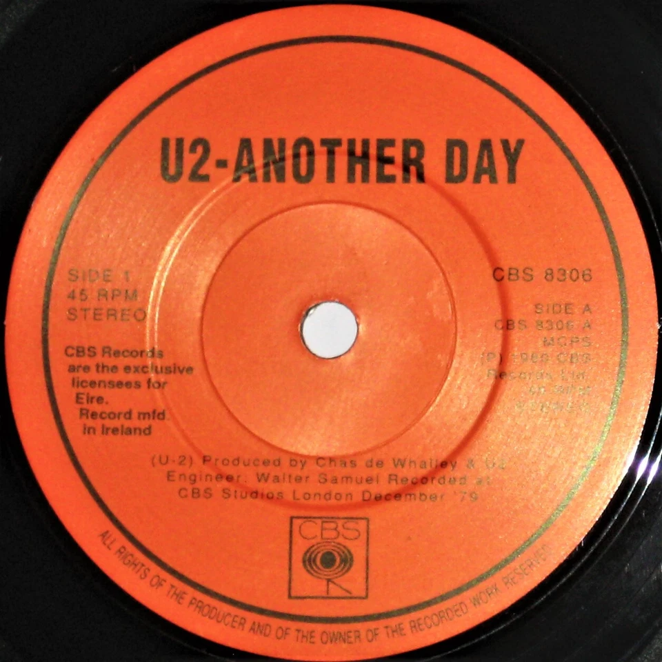 U2 Another Day / Twilight 7" CBS 45 Orange Label Vinyl Single UK RARE - Image 3 of 3