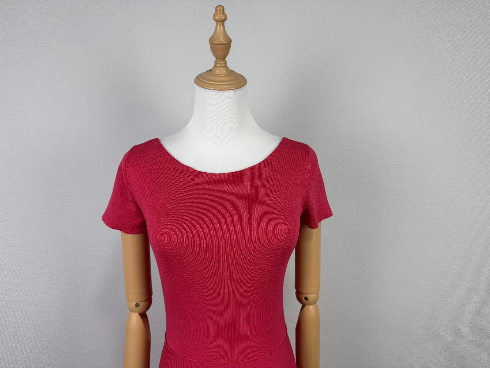 Abito ROSSO VALENTINO rosa eleganza girocollo manica corta maglia schiena aperta tg XS