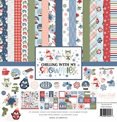 New! Echo Park Paper CHILLING WITH MY SNOWMIES 12x12 Scrapbook Cardstock Kit