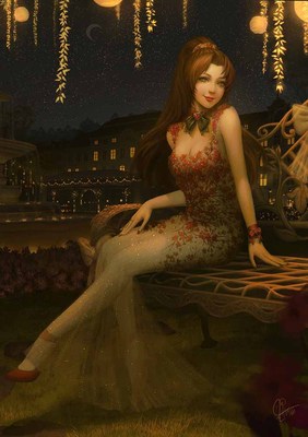 painting Giclee Art Wall Decor Beautiful Dress Girl Picture Printed Canvas
