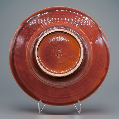 Bitossi Italy Red Ceramic centerpiece Bowl, Aldo Londi, textured red 13”, decor - Picture 2 of 9