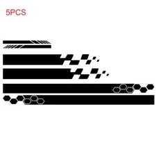 5Pcs Car Sticker Body Side Door Long Stripe Decals Rear Mirror Vinyl Decal Black