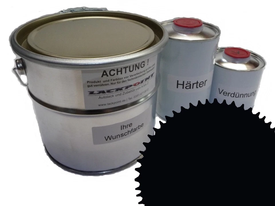 LACKPOINT Set 1 litro vernice auto 2K RAL 9005 nero profondo acrilico lucido vernice punto!