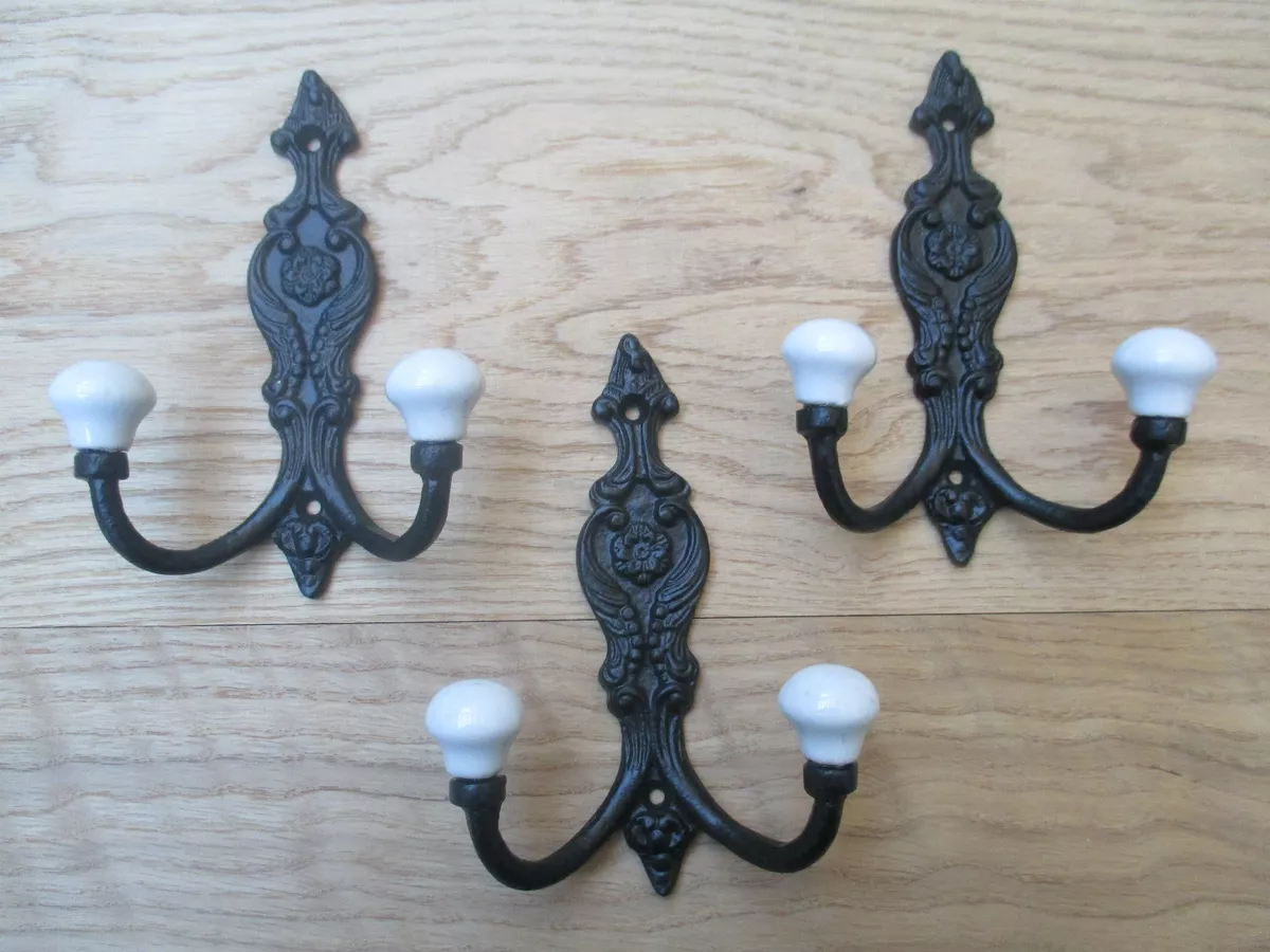 Cast iron shabby chic ornate decorative old french coat hook