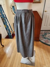 VTG navy herringbone Century Boston Wool Blend midi skirt - size 8