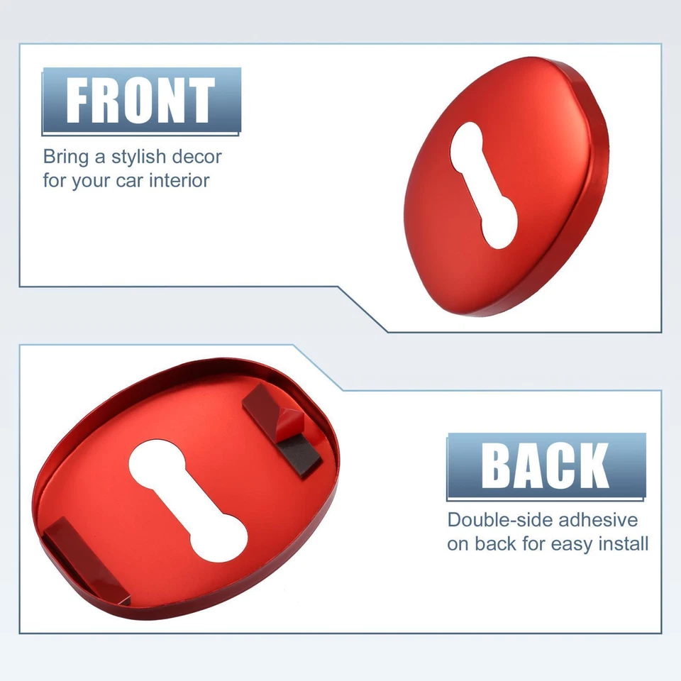 2pcs Car Door Lock Latches Cover Stainless Steel Door Protector for Lexus Red Foto 4 de 4