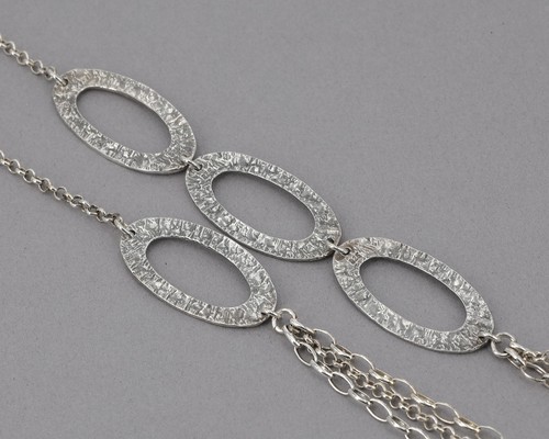 Retired Silpada Sterling Hammered Oval Link Long Layered Chain Necklace N1720 - Picture 4 of 7