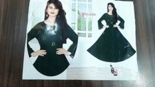 Women Fancy Pure Cotton Full Sleeve Round Neck Party Wear Black Anarkali Kurti