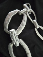 Chicos Womens Belt Silver Hammered Metal