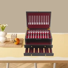 Wooden Silverware Chest, Silverware Storage Box, Silverware Case with Handle