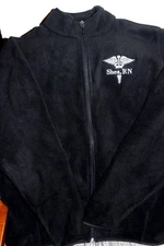 Personalized Caduceus RN Nurse Black Fleece Full Zip Jacket Embroidered