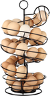 Spiral Design Egg Dispenser Rack Holder with Storage Basket Metal Egg Skelter