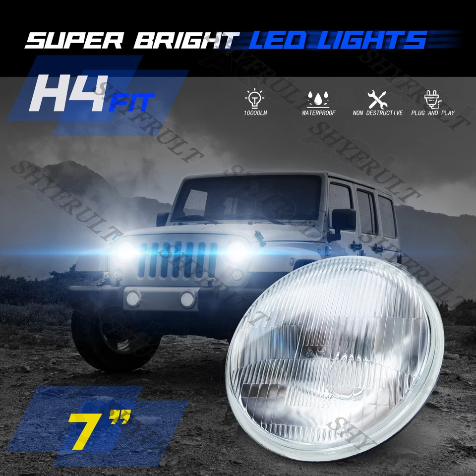 6000k White for Pontiac Ventura 1975-1977 Pair 7"inch LED Headlights Hi/Lo Beam Foto 2 de 4